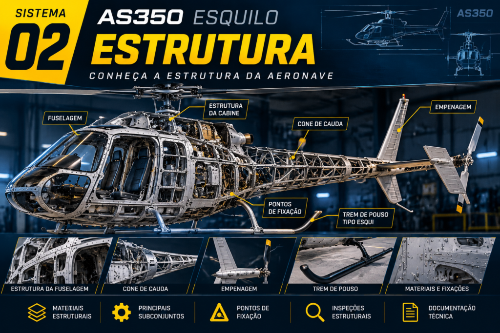 Infográfico Técnico da Estrutura do AS350 Esquilo