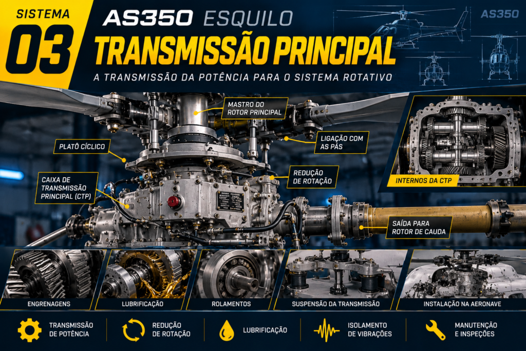 Infográfico Técnico da Transmissão Principal AS350